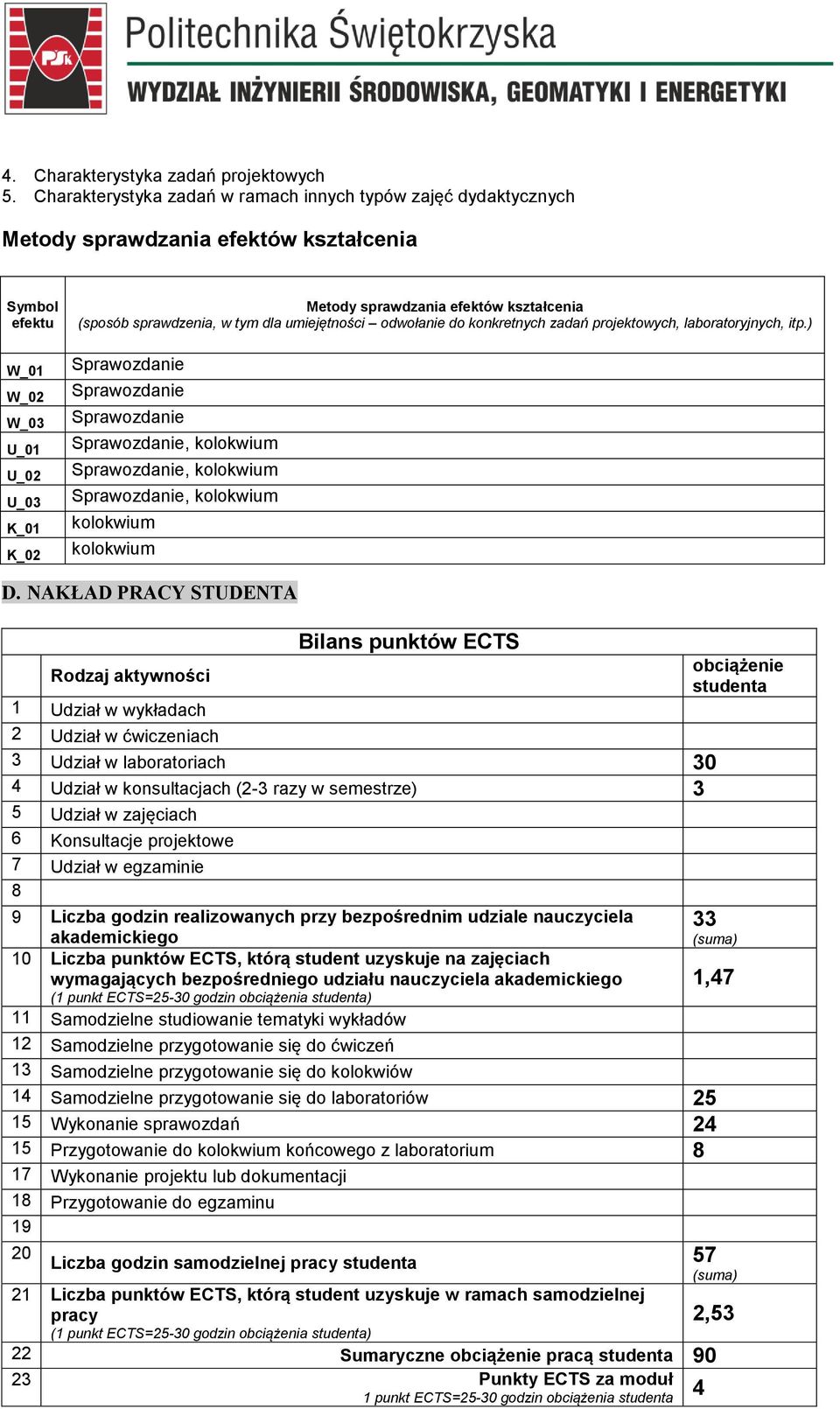 umiejętności odwołanie do konkretnych zadań projektowych, laboratoryjnych, itp.), kolokwium, kolokwium, kolokwium kolokwium kolokwium D.