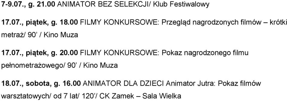, piątek, g. 20.
