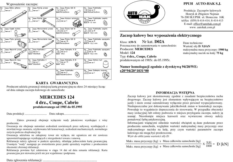 Słoneczna 16K tel/fax (059) 8-414-414; 8-414-413 E-mail: office@autohak.com.