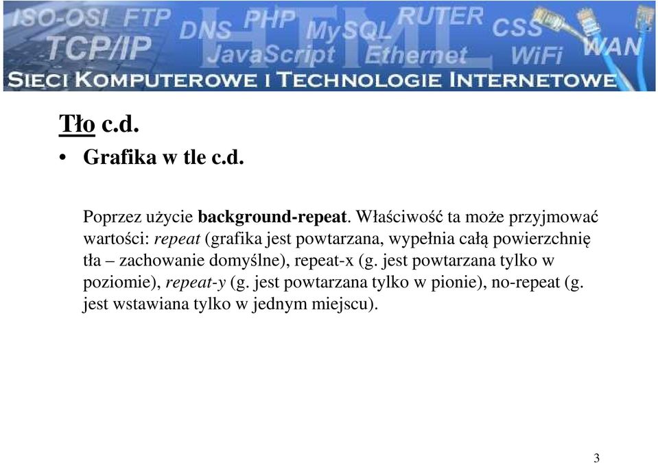 całą powierzchnię tła zachowanie domyślne), repeat-x (g.