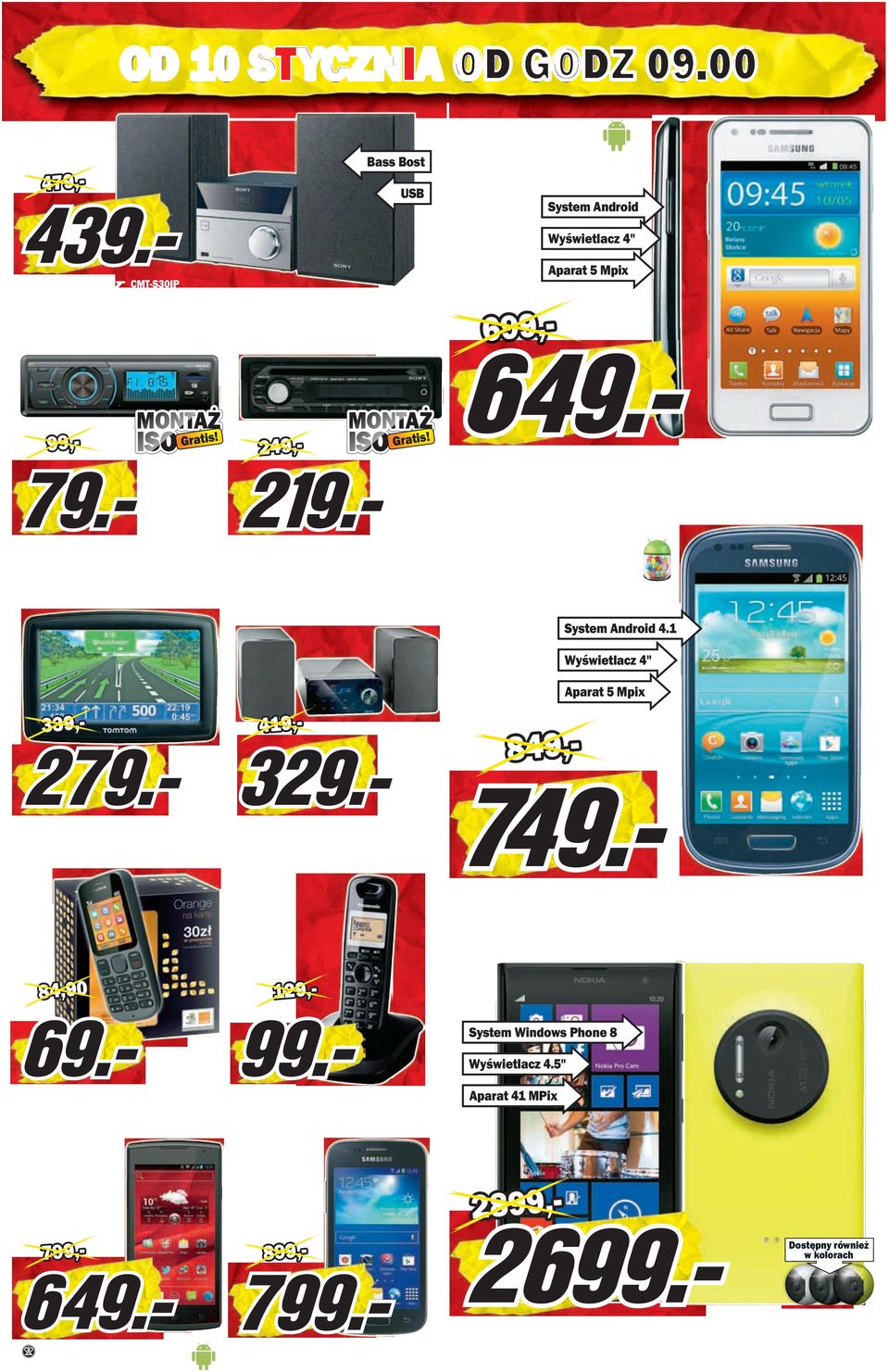 Posiada także funkcję Bass Boost, equalizer oraz radio FM z RDS i pamięcią 20 stacji. Moc zastawu wynosi 10 W. Nr art. 1214633 MONTAŻ 99,- Gratis! 699,- MONTAŻ 249,- Gratis!
