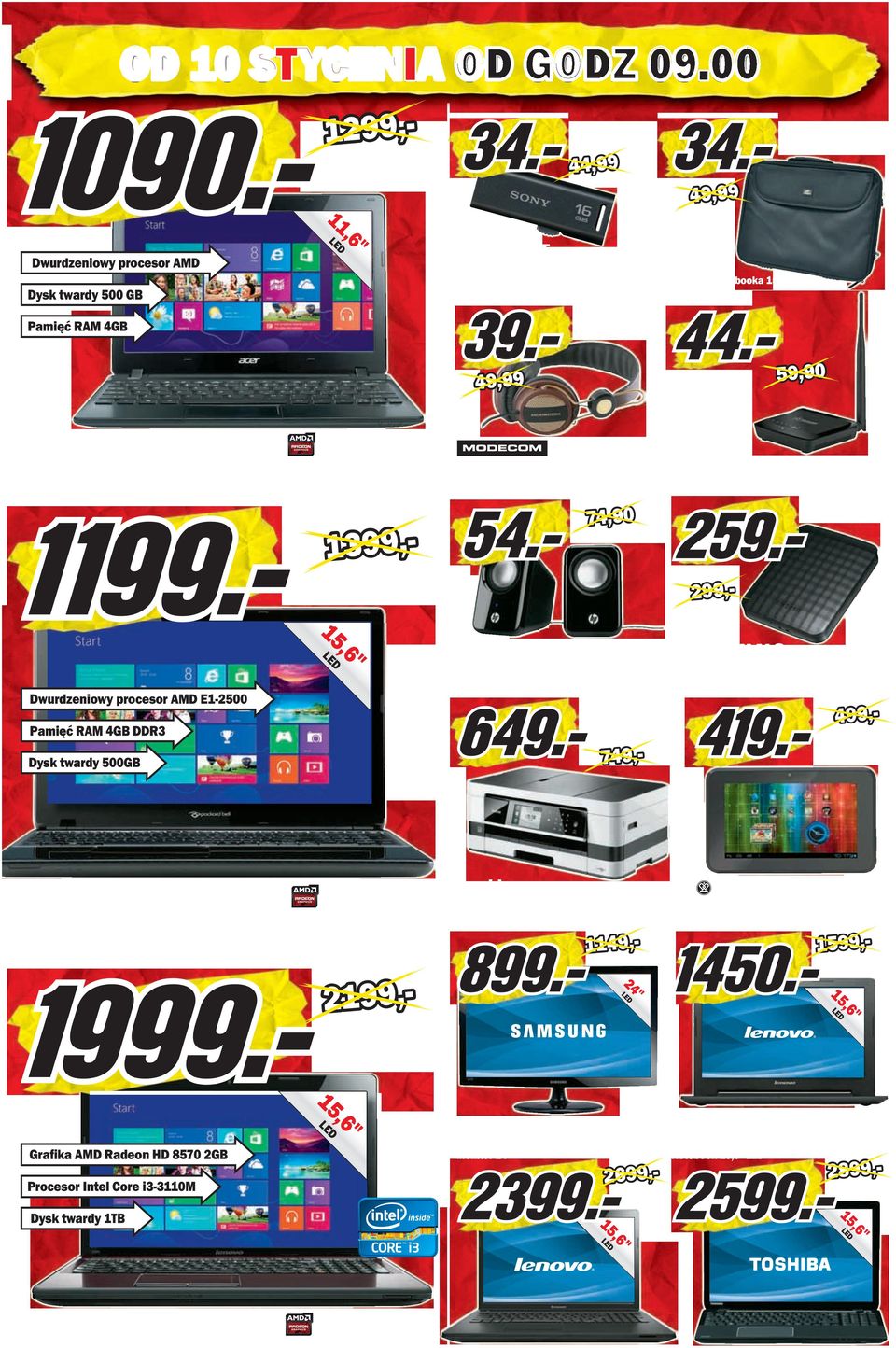 33 GHz, zainstalowaną pamięć RAM o wielkości 4 GB DDR3 oraz dysk twardy SATA o pojemności 500 GB. Posiada układ graficzny AMD Radeon HD 6290. Zainstalowany system operacyjny to Windows 8 64-bit.