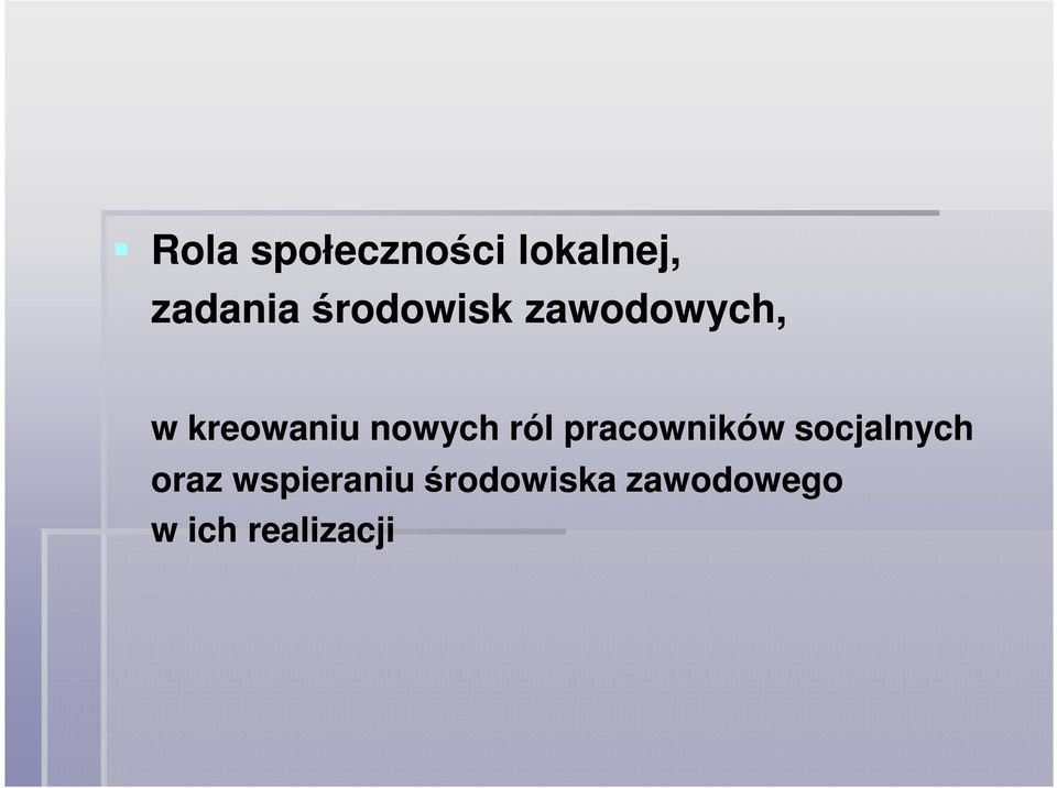 nowych ról pracowników socjalnych oraz