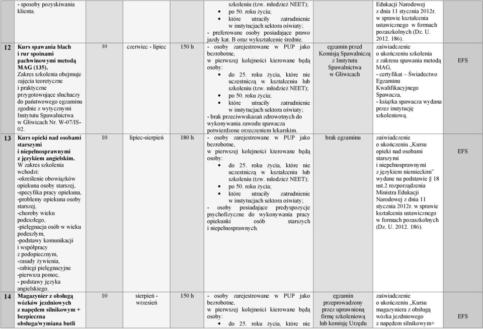 13 Kurs opieki nad osobami z językiem angielskim.