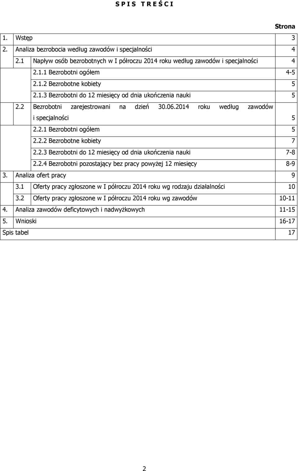 2.2 Bezrobotne kobiety 7 2.2.3 Bezrobotni do 12 miesięcy od dnia ukończenia nauki 7-8 2.2.4 Bezrobotni pozostający bez pracy powyżej 12 miesięcy 8-9 3. Analiza ofert pracy 9 3.