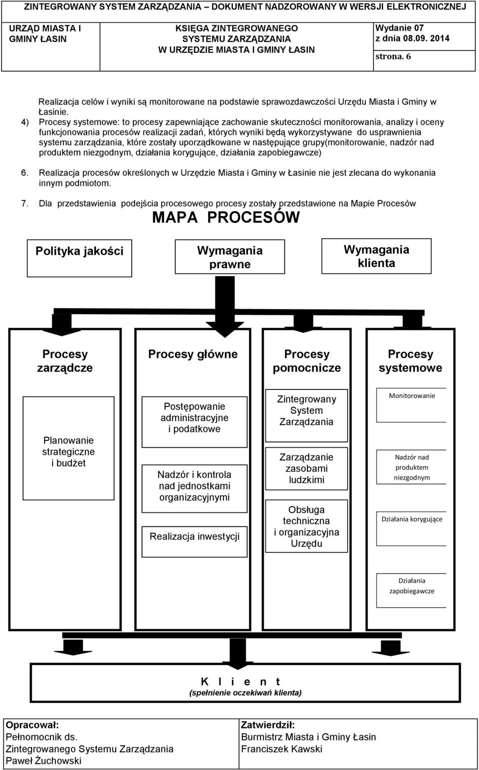systemu zarządzania, które zostały uporządkowane w następujące grupy(monitorowanie, nadzór nad produktem niezgodnym, działania korygujące, działania zapobiegawcze) 6.