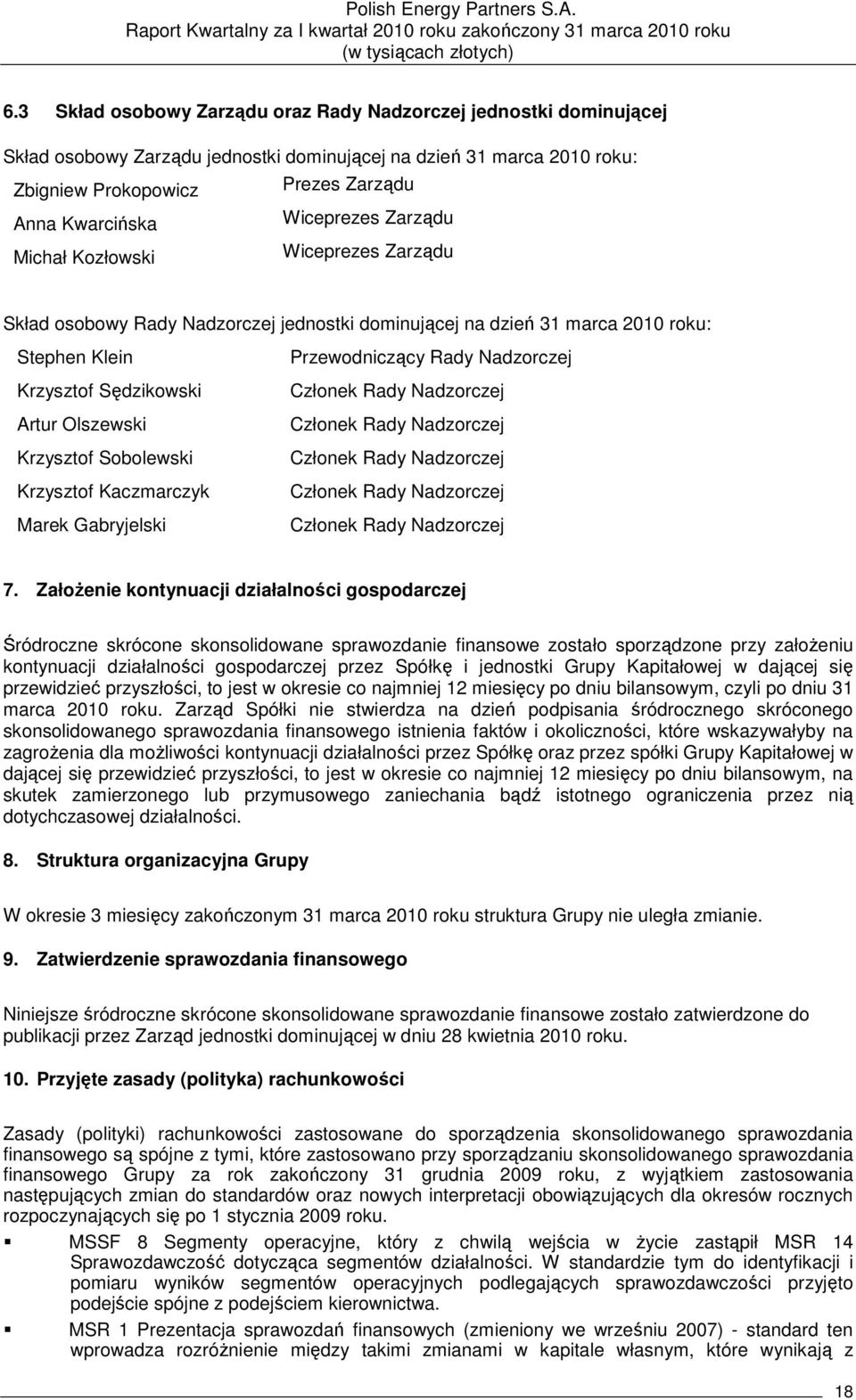 Sobolewski Krzysztof Kaczmarczyk Marek Gabryjelski Przewodniczący Rady Nadzorczej Członek Rady Nadzorczej Członek Rady Nadzorczej Członek Rady Nadzorczej Członek Rady Nadzorczej Członek Rady