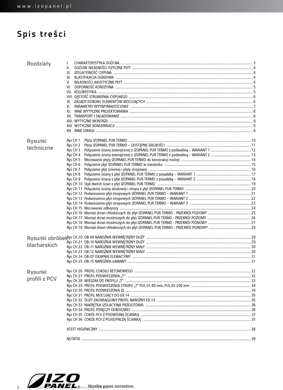 .. 7 XI. INNE WYTYCZNE PROJEKTOWANIA... 8 XII. TRANSPORT I SKŁADOWANIE... 8 XIII. WYTYCZNE MONTAŻU... 9 XIV. WYTYCZNE KONSERWACJI... 9 XV. Inne uwagi.