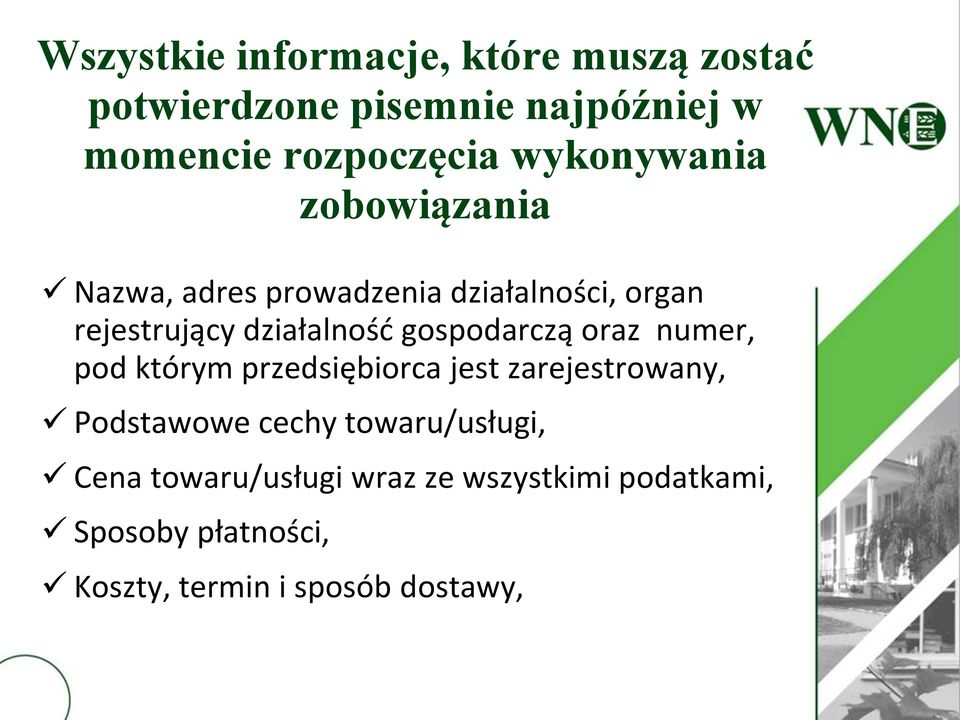 gospodarczą oraz numer, pod którym przedsiębiorca jest zarejestrowany, Podstawowe cechy