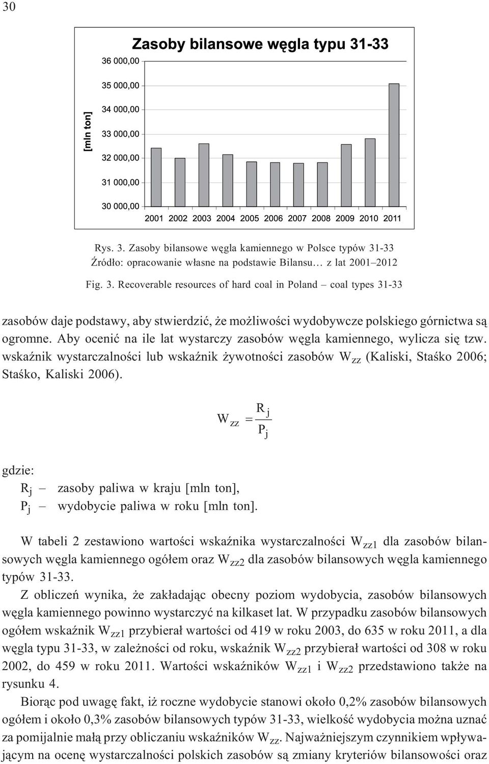 W zz R P j j gdzie: R j zasoby paliwa w kraju [mln ton], P j wydobycie paliwa w roku [mln ton].