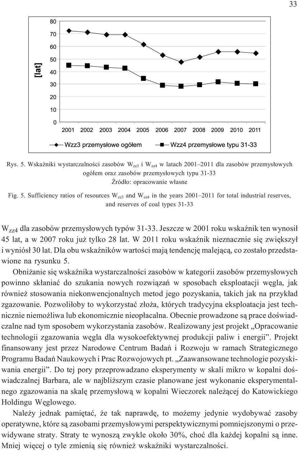 Dla obu wskaÿników wartoœci maj¹ tendencjê malej¹c¹, co zosta³o przedstawione na rysunku 5.