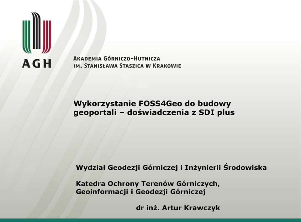 Inżynierii Środowiska Katedra Ochrony Terenów