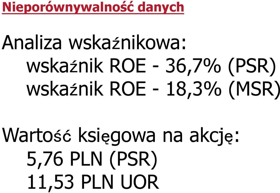 (PSR) wskaźnik ROE - 18,3% (MSR)