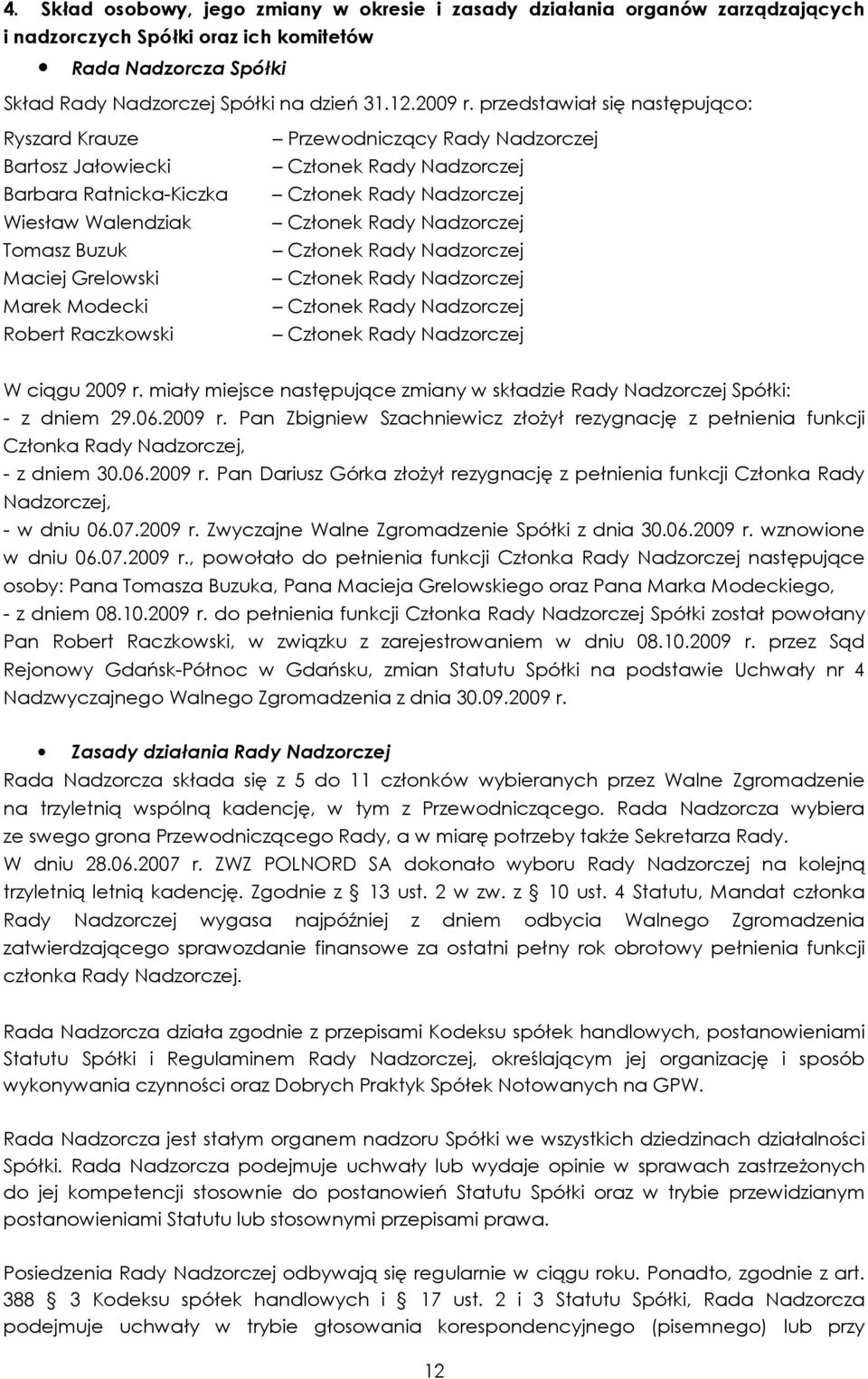 Członek Rady Nadzorczej Członek Rady Nadzorczej Członek Rady Nadzorczej Członek Rady Nadzorczej Członek Rady Nadzorczej Członek Rady Nadzorczej Członek Rady Nadzorczej W ciągu 2009 r.