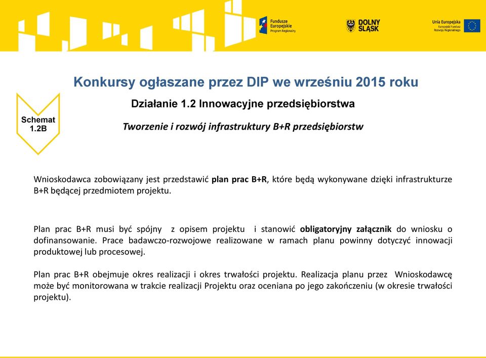 przedmiotem projektu. Plan prac B+R musi być spójny z opisem projektu i stanowić obligatoryjny załącznik do wniosku o dofinansowanie.