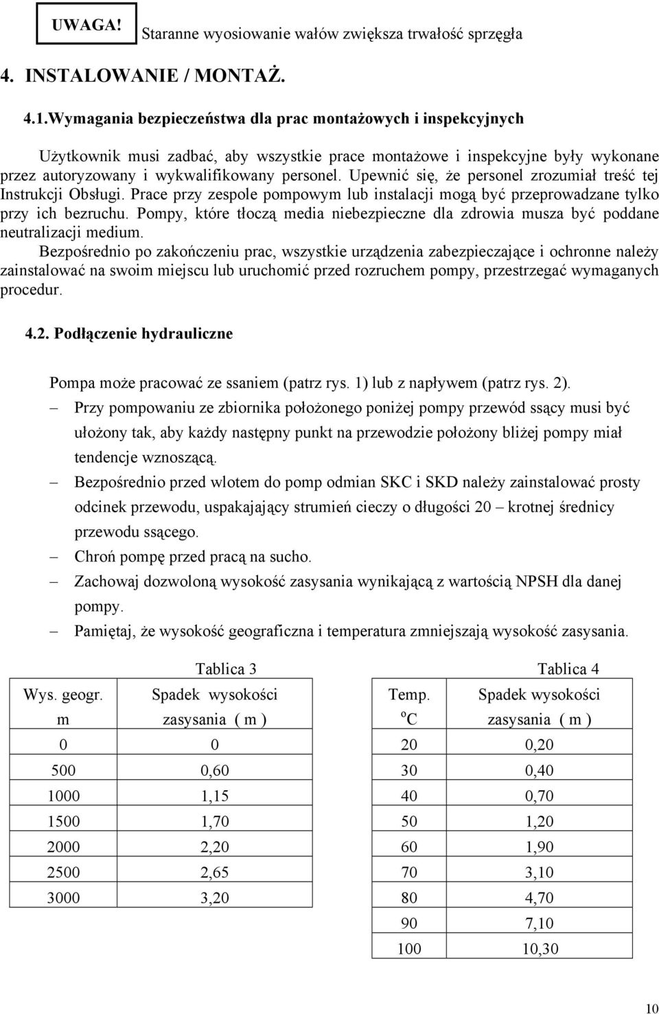Upewnić się, że personel zrozumiał treść tej Instrukcji Obsługi. Prace przy zespole pompowym lub instalacji mogą być przeprowadzane tylko przy ich bezruchu.