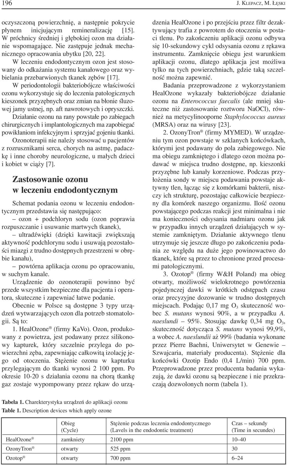 W periodontologii bakteriobójcze właściwości ozonu wykorzystuje się do leczenia patologicznych kieszonek przyzębnych oraz zmian na błonie śluzo wej jamy ustnej, np. aft nawrotowych i opryszczki.