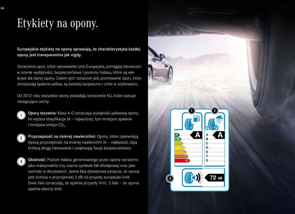 Celem tych oznaczeń jest promowanie opon, które zmniejszają spalanie paliwa, są bardziej bezpieczne i ciche w użytkowaniu.
