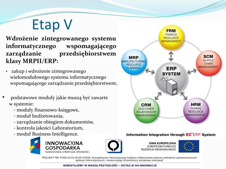 zarządzanie przedsiębiorstwem; podstawowe moduły jakie muszą być zawarte w systemie: - moduły