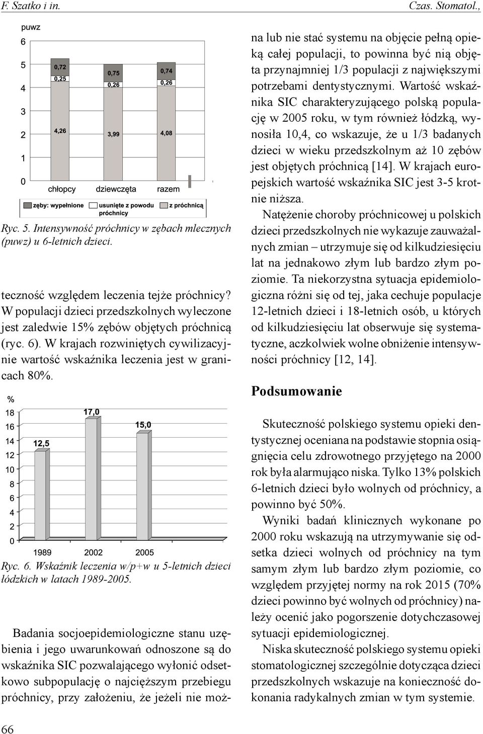 Badania socjoepidemiologiczne stanu uzębienia i jego uwarunkowań odnoszone są do wskaźnika SIC pozwalającego wyłonić odsetkowo subpopulację o najcięższym przebiegu próchnicy, przy założeniu, że