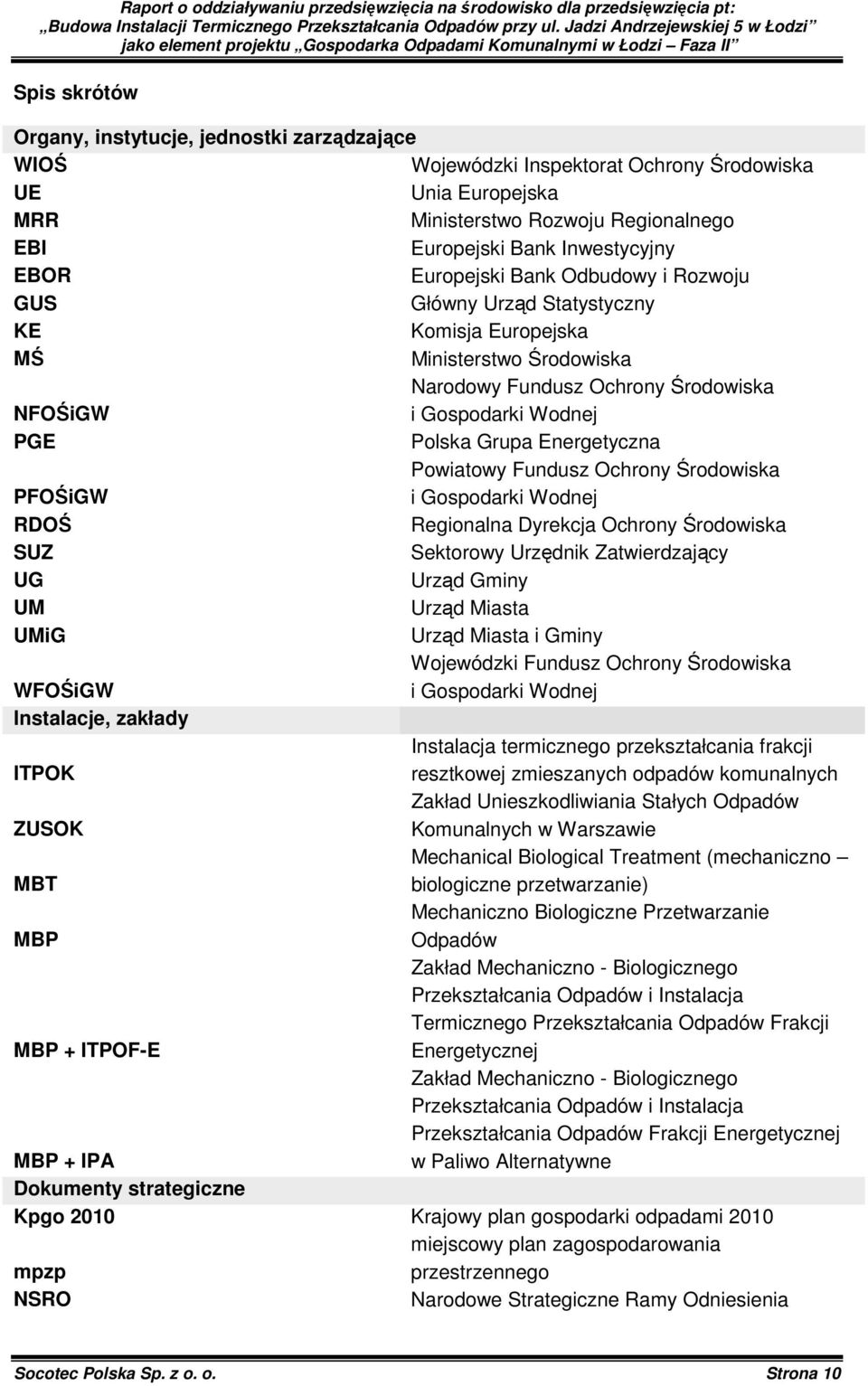 Energetyczna Powiatowy Fundusz Ochrony Środowiska PFOŚiGW i Gospodarki Wodnej RDOŚ Regionalna Dyrekcja Ochrony Środowiska SUZ Sektorowy Urzędnik Zatwierdzający UG Urząd Gminy UM Urząd Miasta UMiG