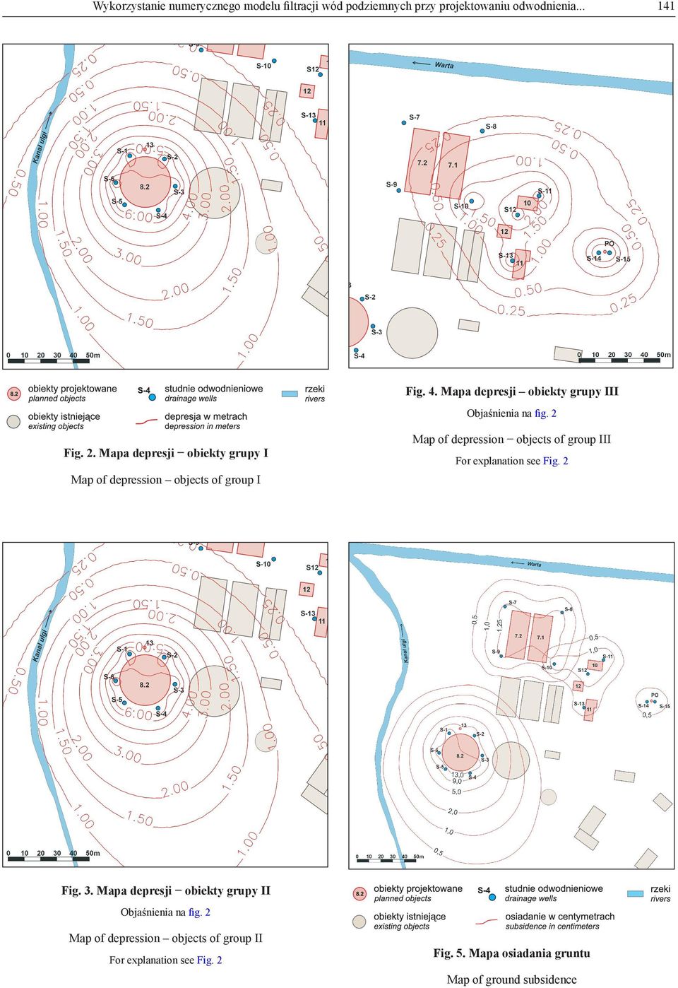 2 Map of depression objects of group I Fig. 3. Mapa depresji obiekty grupy II Objaśnienia na fig.