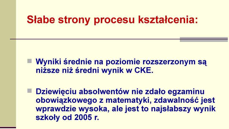 Dziewięciu absolwentów nie zdało egzaminu obowiązkowego z