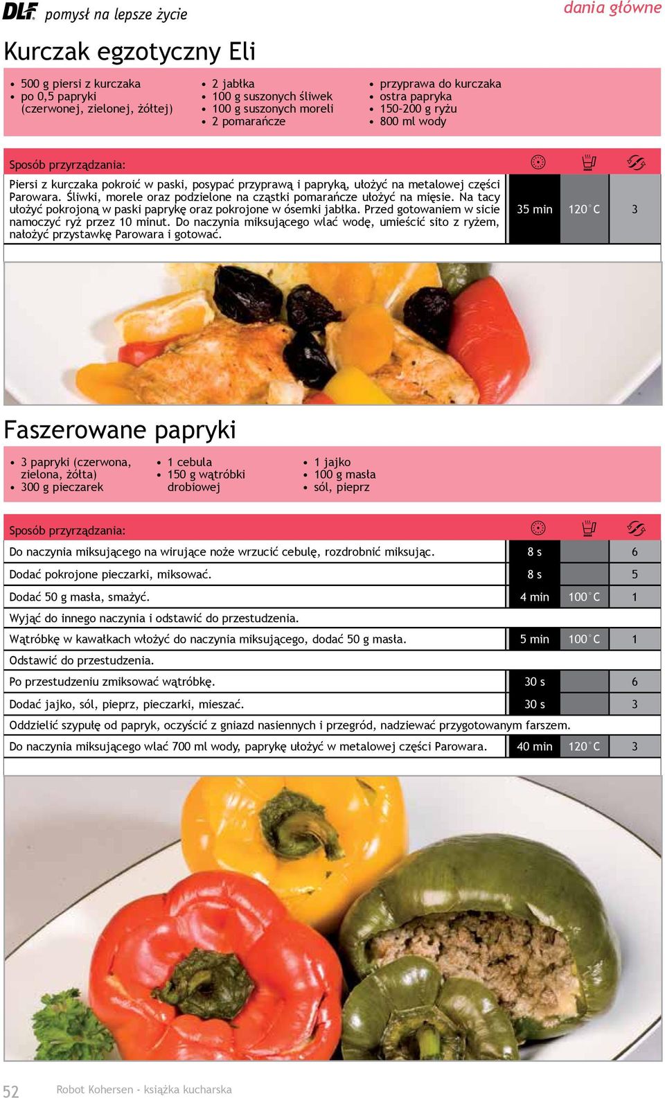 Na tacy ułożyć pokrojoną w paski paprykę oraz pokrojone w ósemki jabłka. Przed gotowaniem w sicie namoczyć ryż przez 10 minut.