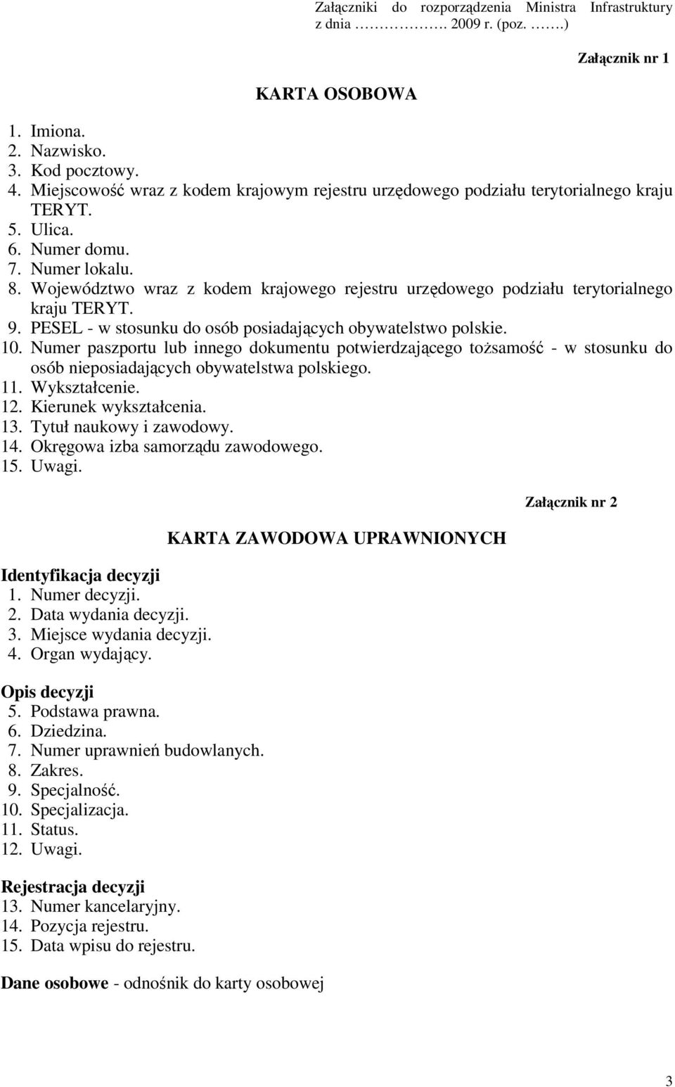 Województwo wraz z kodem krajowego rejestru urzędowego podziału terytorialnego kraju TERYT. 9. PESEL - w stosunku do osób posiadających obywatelstwo polskie. 10.