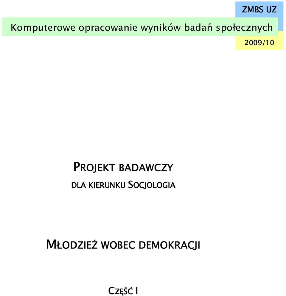 PROJEKT BADAWCZY DLA KIERUNKU