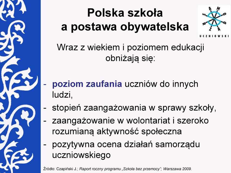 zaangażowanie w wolontariat i szeroko rozumianą aktywność społeczna - pozytywna ocena