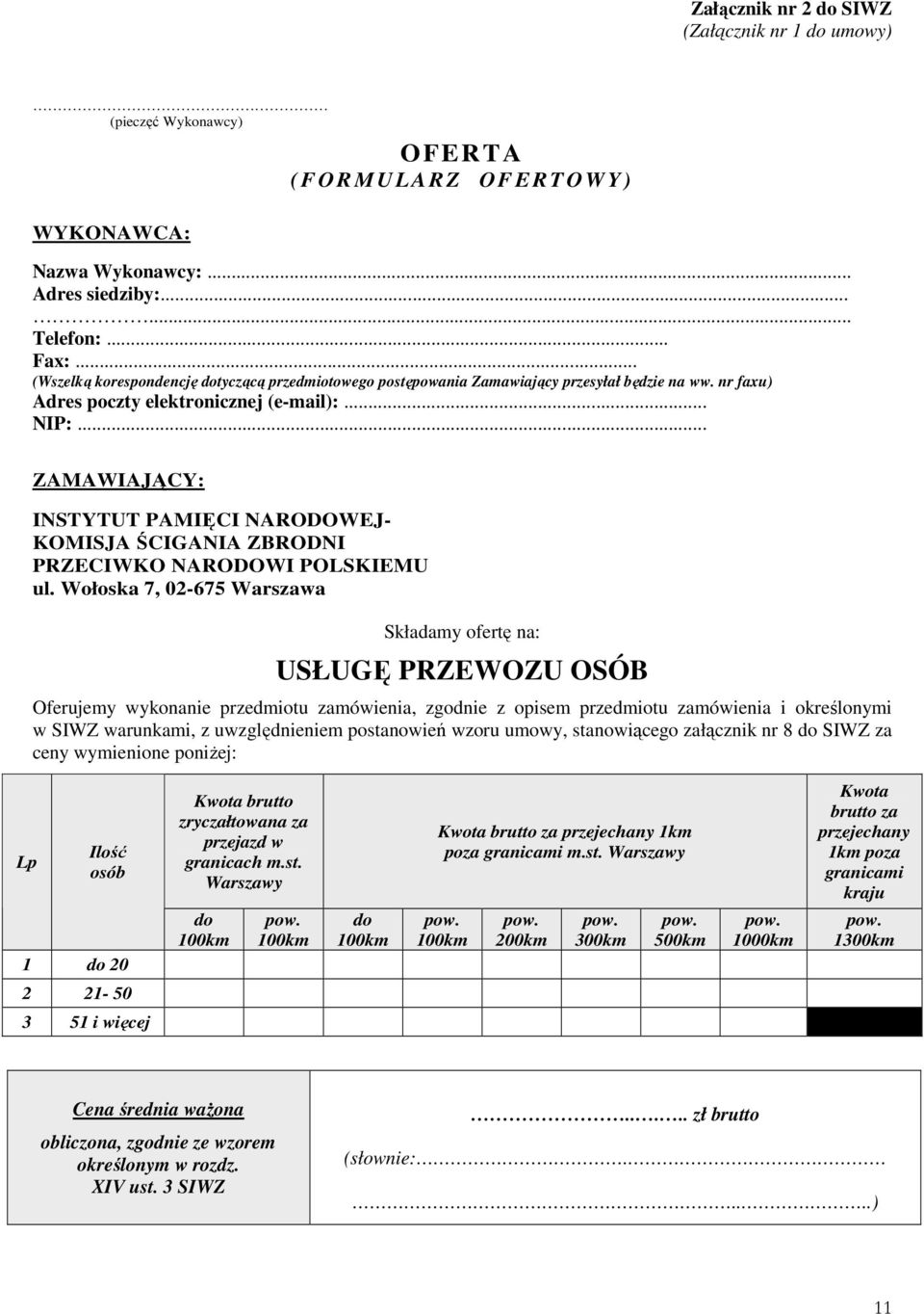 .. ZAMAWIAJĄCY: INSTYTUT PAMIĘCI NARODOWEJ- KOMISJA ŚCIGANIA ZBRODNI PRZECIWKO NARODOWI POLSKIEMU ul.