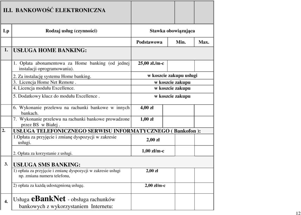 Dodatkowy klucz do modułu Excellence. w koszcie zakupu 2. 6. Wykonanie przelewu na rachunki bankowe w innych 4,00 zł bankach. 7.