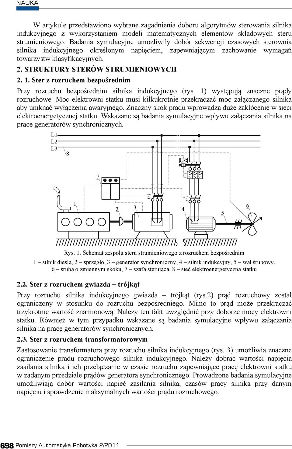 . Ster z rozruchem bezporednim Przy rozruchu bezporednim ilnika indukcyjnego (ry. ) wytpuj znaczne prdy rozruchowe.