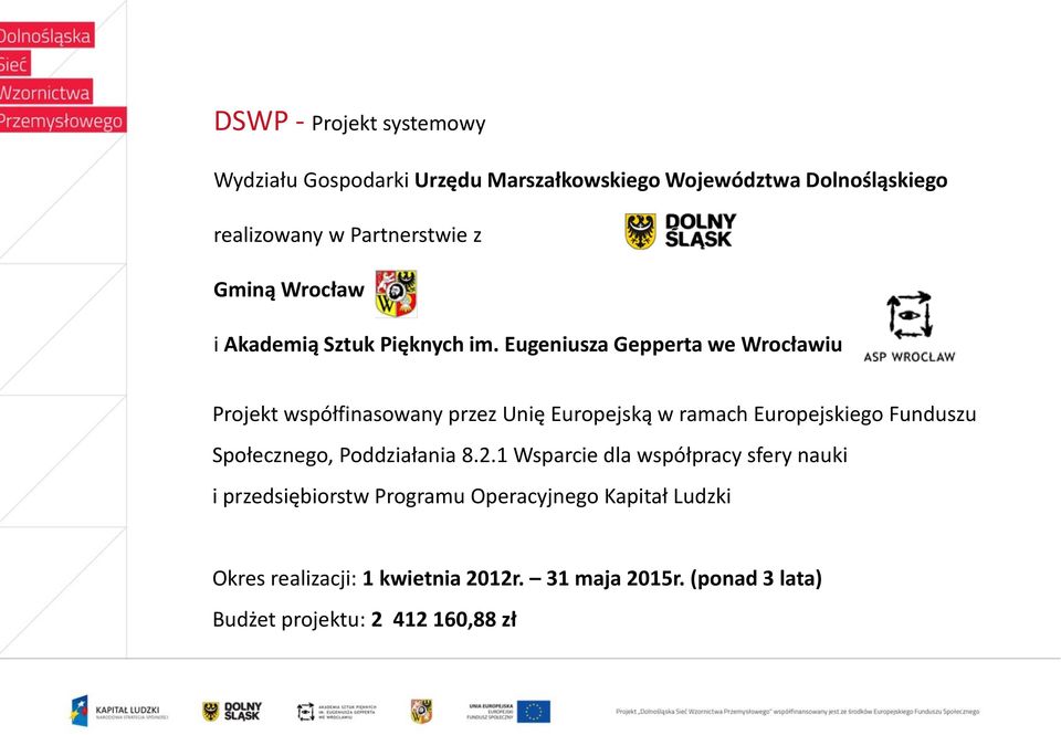 Eugeniusza Gepperta we Wrocławiu Projekt współfinasowany przez Unię Europejską w ramach Europejskiego Funduszu Społecznego,