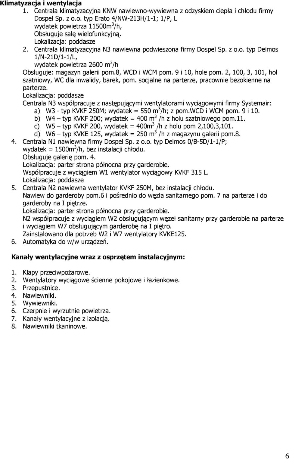 8, WCD i WCM pom. 9 i 10, hole pom. 2, 100, 3, 101, hol szatniowy, WC dla inwalidy, barek, pom. socjalne na parterze, pracownie bezokienne na parterze.