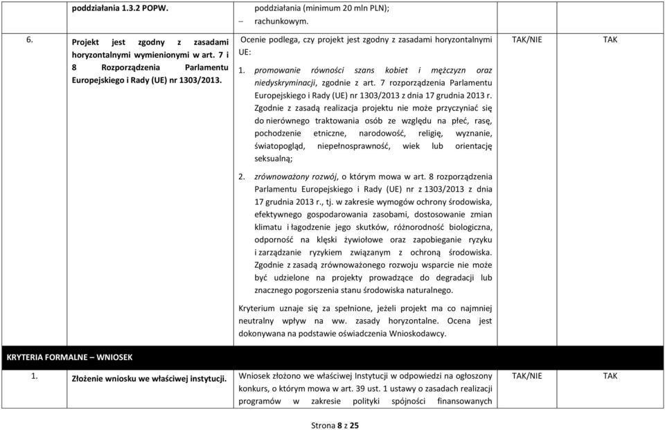 promowanie równości szans kobiet i mężczyzn oraz niedyskryminacji, zgodnie z art. 7 rozporządzenia Parlamentu Europejskiego i Rady (UE) nr 1303/2013 z dnia 17 grudnia 2013 r.