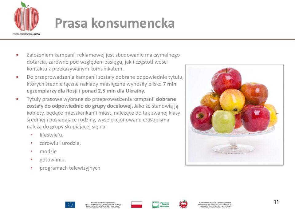 Tytuły prasowe wybrane do przeprowadzenia kampanii dobrane zostały do odpowiednio do grupy docelowej.