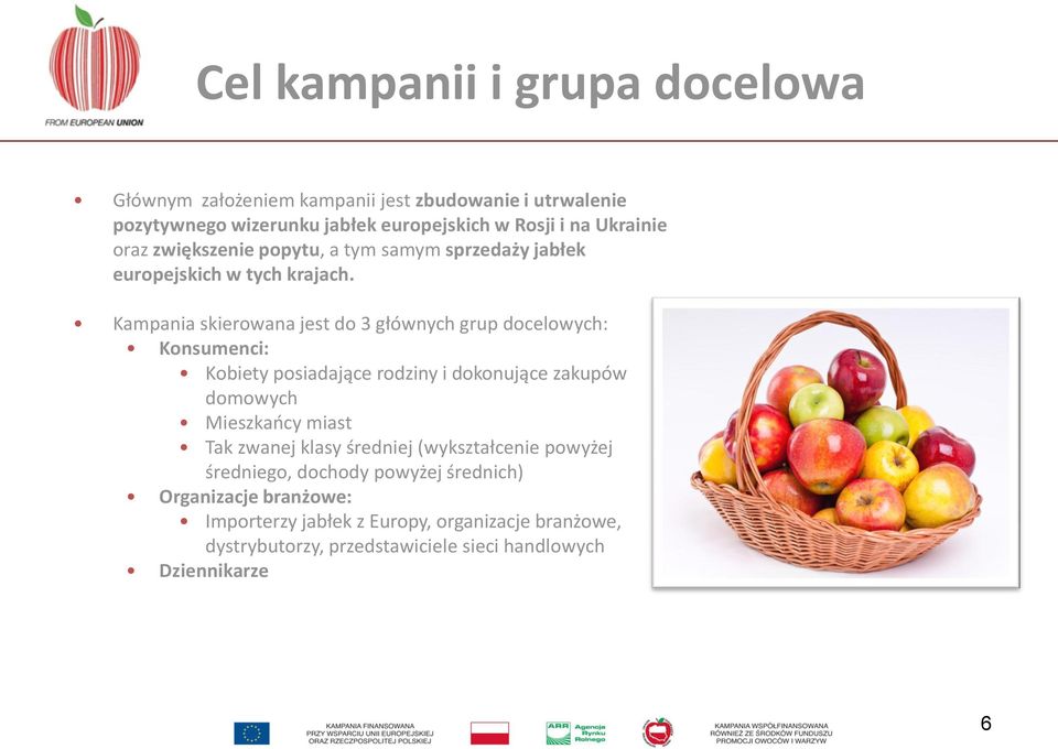 Kampania skierowana jest do 3 głównych grup docelowych: Konsumenci: Kobiety posiadające rodziny i dokonujące zakupów domowych Mieszkańcy miast Tak