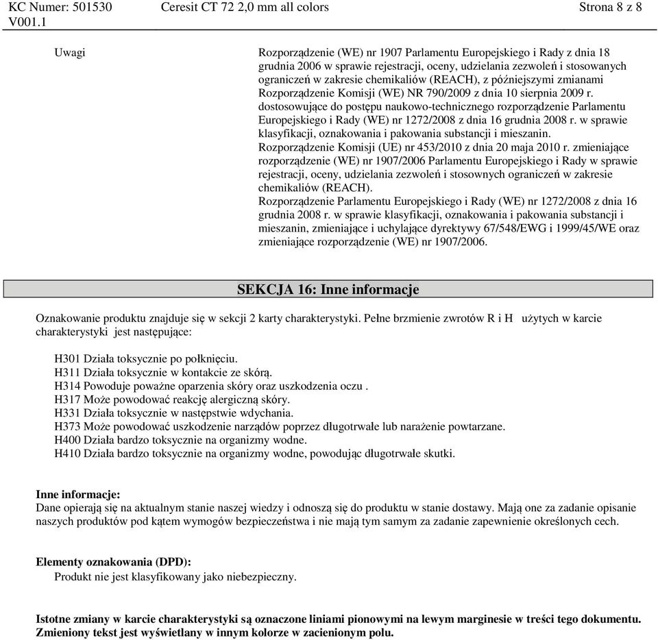 dostosowujące do postępu naukowo-technicznego rozporządzenie Parlamentu Europejskiego i Rady (WE) nr 1272/2008 z dnia 16 grudnia 2008 r.