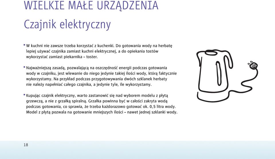 Najważniejszą zasadą, pozwalającą na oszczędność energii podczas gotowania wody w czajniku, jest wlewanie do niego jedynie takiej ilości wody, którą faktycznie wykorzystamy.