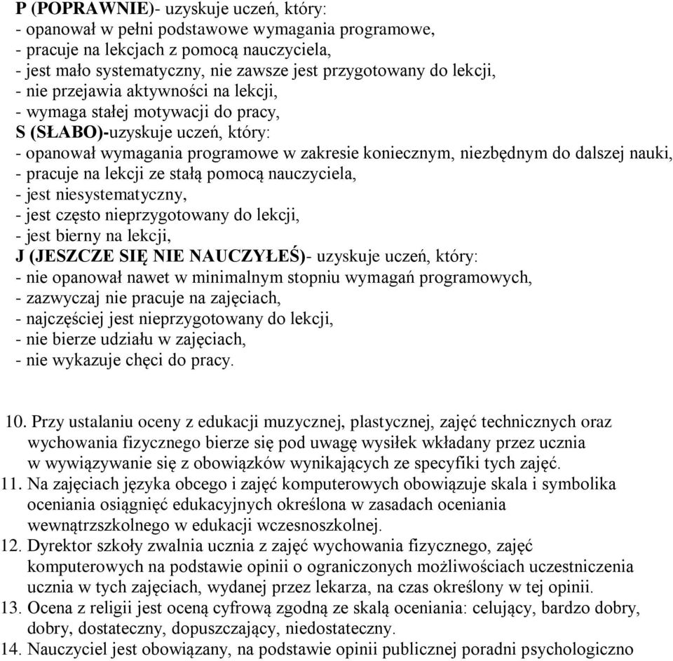 lekcji ze stałą pomocą, - jest niesystematyczny, - jest często nieprzygotowany do lekcji, - jest bierny na lekcji, J (JESZCZE SIĘ NIE NAUCZYŁEŚ)- uzyskuje uczeń, który: - nie opanował nawet w