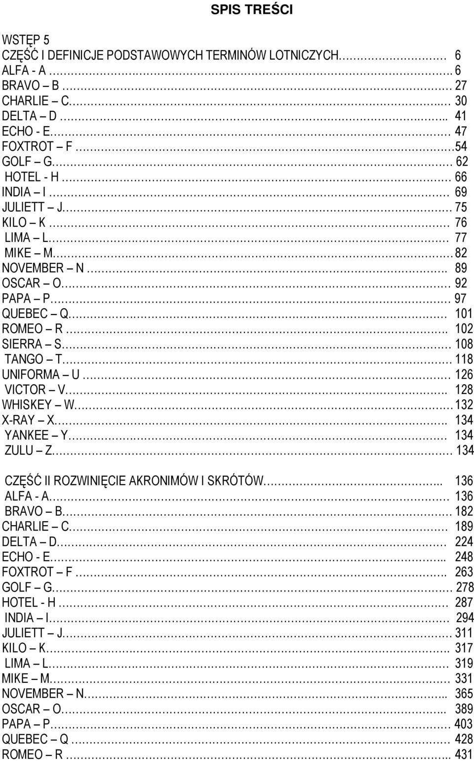 102 SIERRA S 108 TANGO T 118 UNIFORMA U 126 VICTOR V. 128 WHISKEY W 132 X-RAY X. 134 YANKEE Y 134 ZULU Z 134 CZĘŚĆ II ROZWINIĘCIE AKRONIMÓW I SKRÓTÓW.