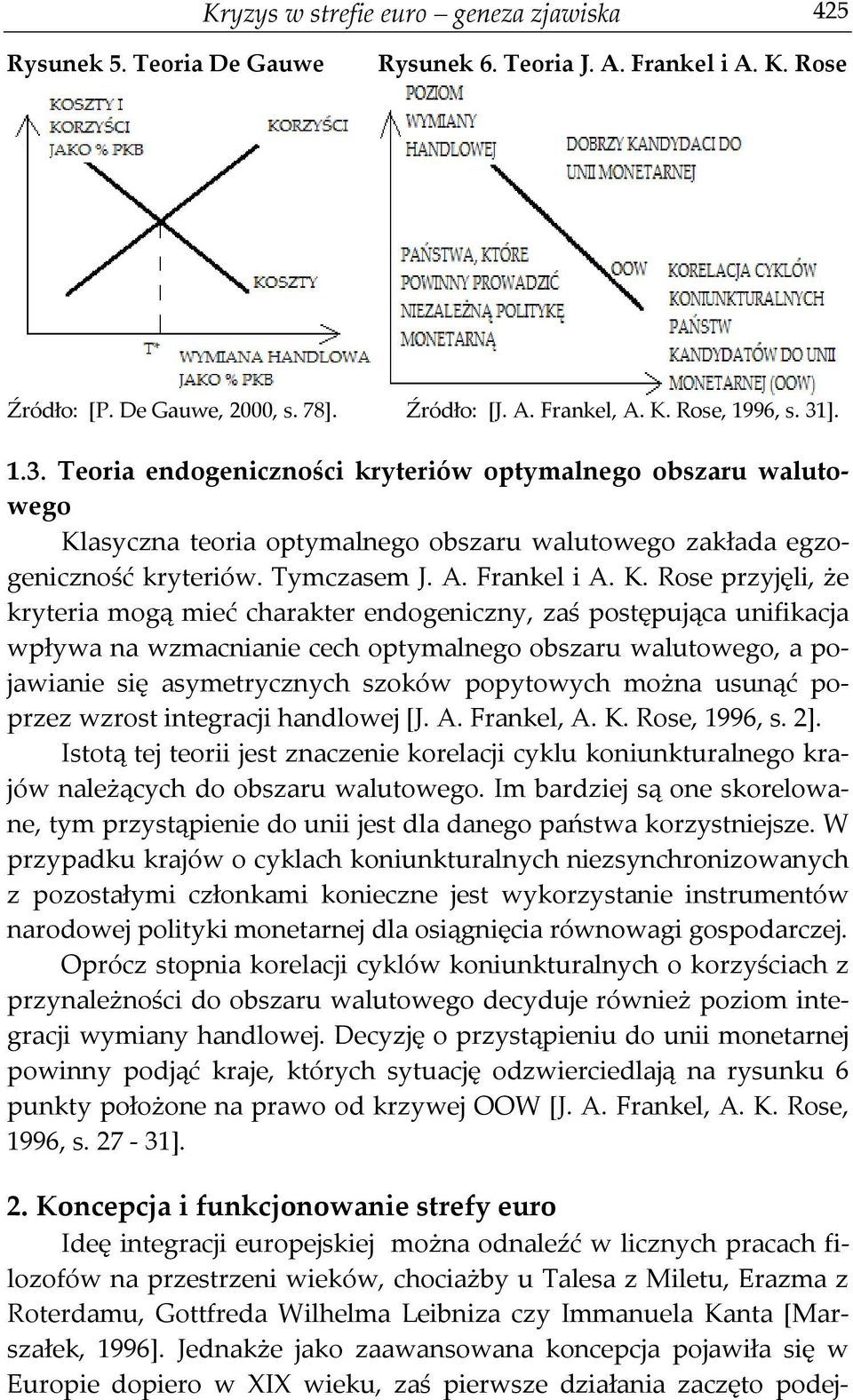 asyczna teoria optymalnego obszaru walutowego zakłada egzogeniczność kryteriów. Tymczasem J. A. Frankel i A. K.