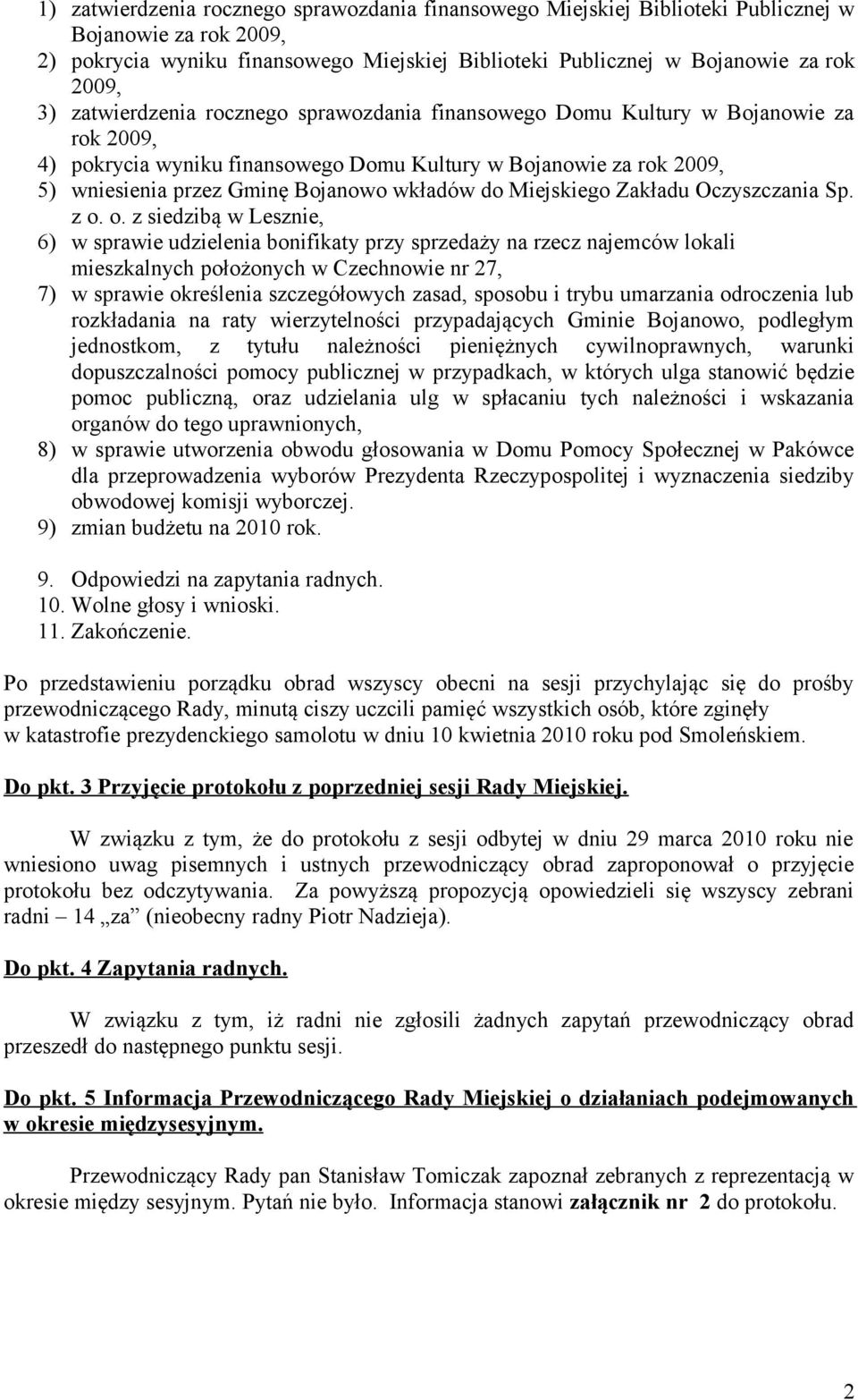do Miejskiego Zakładu Oczyszczania Sp. z o.