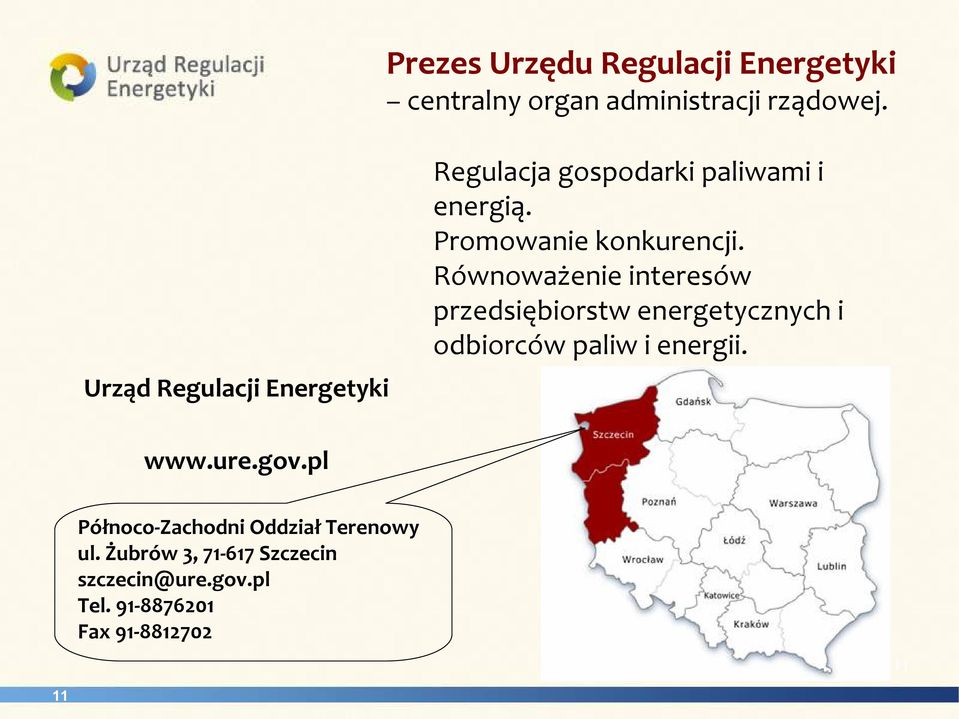 Równoważenie interesów przedsiębiorstw energetycznych i odbiorców paliw i energii. www.ure.gov.