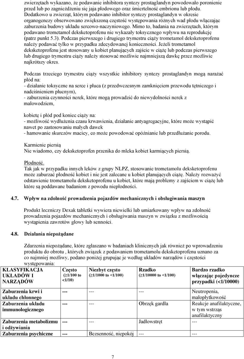 sercowo-naczyniowego. Mimo to, badania na zwierzętach, którym podawano trometamol deksketoprofenu nie wykazały toksycznego wpływu na reprodukcję (patrz punkt 5.3).