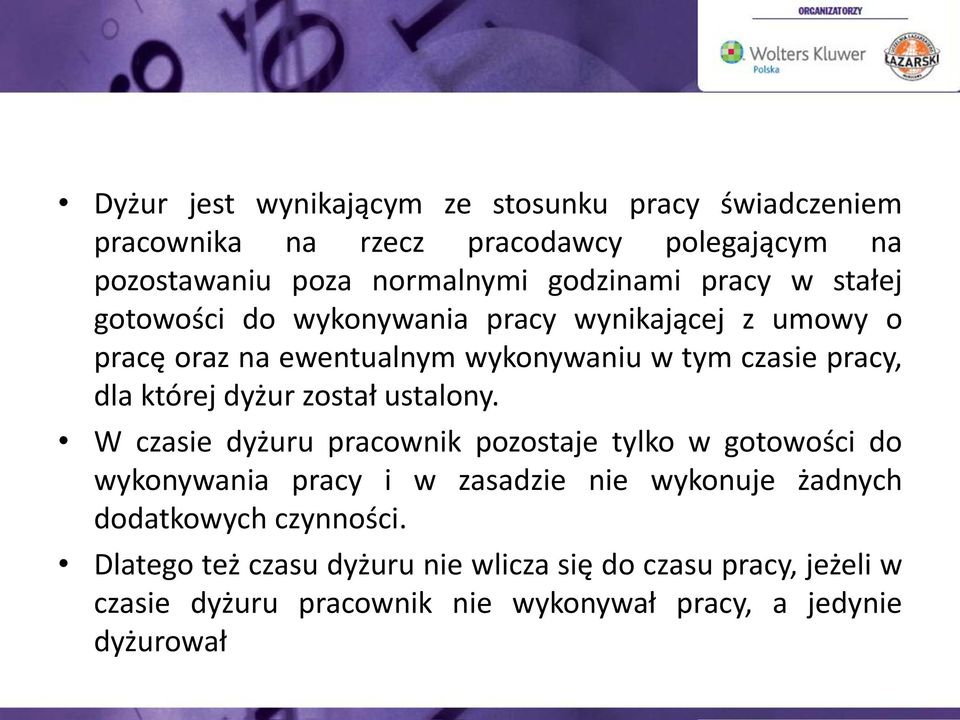 dyżur został ustalony.