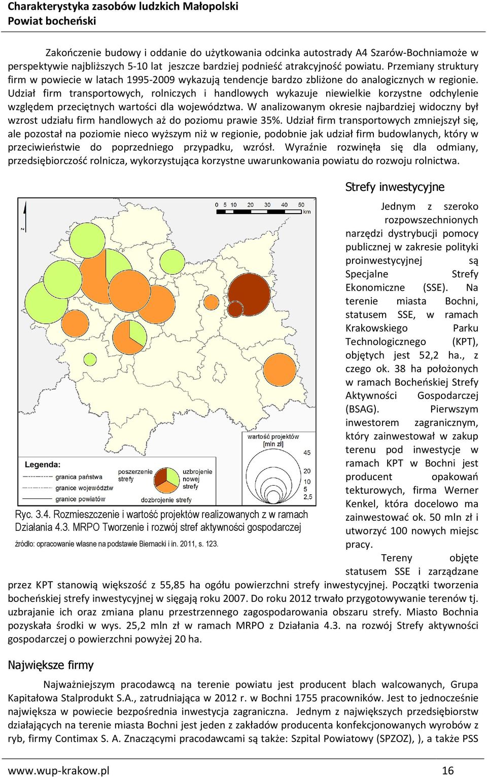 Udział firm transportowych, rolniczych i handlowych wykazuje niewielkie korzystne odchylenie względem przeciętnych wartości dla województwa.
