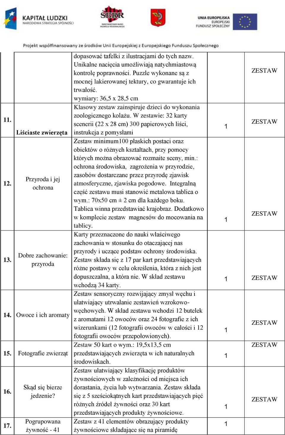 W zestawie: 3 karty scenerii ( x 8 cm) 300 papierowych liści, instrukcja z pomysłami Zestaw minimum00 płaskich postaci oraz obiektów o różnych kształtach, przy pomocy których można obrazować rozmaite